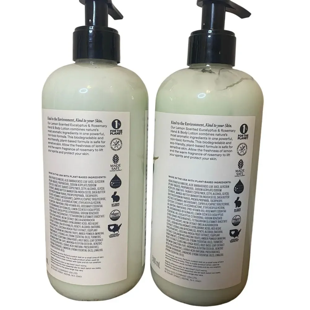 Bundle of 2 Koala Eco Hand & Body Lotions Lemon Eucalyptus Rosemary 16.9 oz